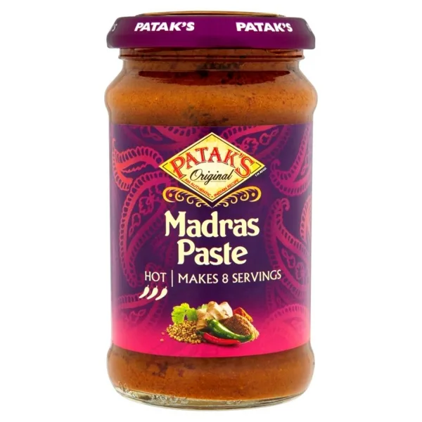 Pâte de curry indienne Madras très épicé 250ml de Patak’s